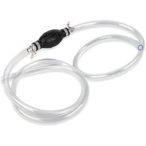 Gasoline Siphone Hose, Portable Manual Hand Transfer Siphon Pump, Manual Hand Pump Transfer Pump with 2 Durable PVC Siphon Hoses, Metal Buckles, for Gas, Oil, Water, Alcohol