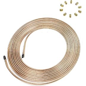 The Stop Shop 25 ft. Copper Nickel 3/16" Brake Line Tubing w/metric brake Line invert flare fittings. 10 x 1 mm (Pack of 10 fittings)