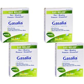 Boiron Gasalia Gas Relief - Homeopathic - Temporarily relieve bloating, pressure and pain associated with gas - 60 Tablets (Pack of 4)