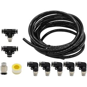 Push Lock Black Vacuum Fitting Kit 1/8" NPT to 1/4" Vacuum PU Tubing and Turbocharged Vehicles' Solenoid Compatible with Chaser JZX90 1992-2001 JZX100-1JZ Turbo Engine
