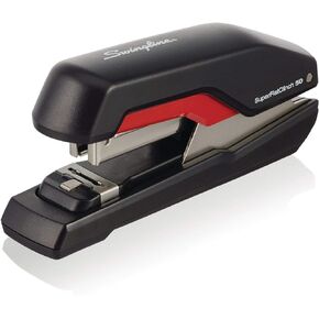 Swingline Stapler, SuperFlatClinch 50, Half Strip Desktop Stapler, 50 Sheet Capacity, Black/Red (5000599A)