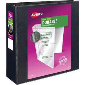 Avery(R) Durable View 3 Ring Binder, 1-1/2 Inch EZD Rings, 1 Black Binder (09400)