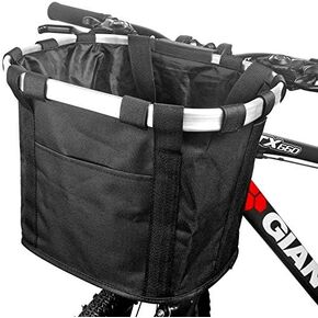 Bike Basket, Small Pets Cat Dog Folding Carrier, Removable Bicycle Handlebar Front Basket, Quick Release and Easy to Install, Detachable Cycling Bag (Purple)