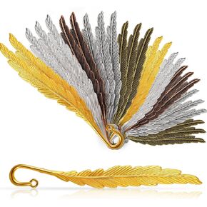 Tatuo 27 Pieces Feather Bookmarks Feather Metal Bookmarks Feather Colorful Bookmarks for Readers Book Lovers(Classic Styles)