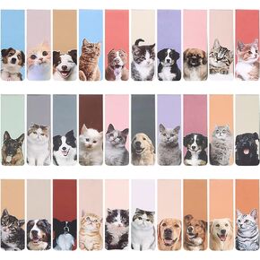 30 Pcs Magnetic Bookmarks, Cute Dogs Cats Page Markers Magnetic, Puppy Pets Animals Magnetic Page Clips Bookmarks for Students Teachers School Home Office Reading Bookmarks (Cat and Dog)