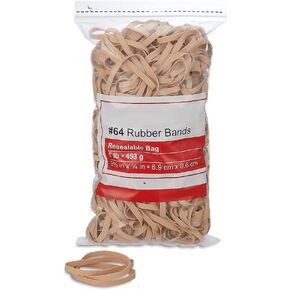 1InTheOffice Rubber Bands Size 64, Quality Multi-Purpose Rubber Bands, 1 lb (380 Bands Per Bag)