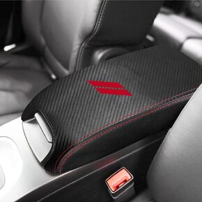 for Dodge Journey Accessories 2011-2020 Center Console Armrest Cover Interior Box Anti-Scratch Leather Central Armrest Decoration (Red Stitches)