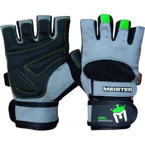 Meister Wrist Wrap Weight Lifting Gloves w/Gel Padding