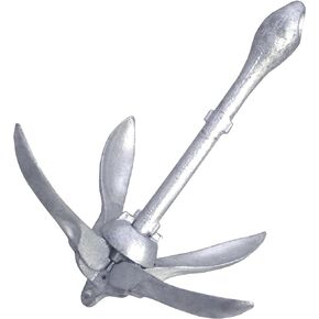 SeaSense Folding Grappling Anchor - Ideal for Fishing Vessels, Dinghies, Kayaks, Canoes & More, Great for Strong Currents & Sandy, Muddy or Weedy Bottoms - Galvanized Iron, 1.5 lbs, For Boats 5’ - 10’