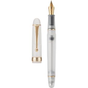 Asvine V126 Vacuum Filling Fountain Pen, Matte Black Acrylic Medium Nib, Large-Capacity Pen with Gift Case