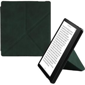 kwmobile Origami Case Compatible with Amazon Kindle Oasis 10. Generation - Faux Nubuck Leather Cover with Magnet and Stand - Petrol