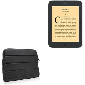 BoxWave Case Compatible with Barnes & Noble Nook Glowlight Plus (7.8 in) (Case Polar Jacket, Puffy Padded Material Zip Up Sleeve Pouch - Jet Black