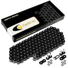Caltric Black 525-Pitch 120-Links O-Ring Drive Chain Compatible with ATV/UTV/Quad/Side X Side/Motorcycle/Dirtbike/with Rivet and Clip on Master Links