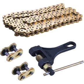Gold 520 X-Ring Chain + Chain Breaker,112 Links With Connecting Master Link
