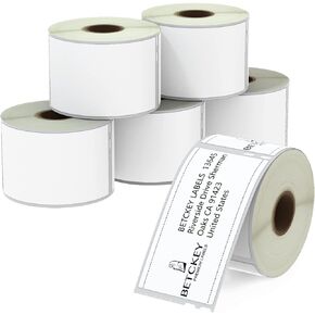 BETCKEY - Compatible DYMO 30323 (2-1/8" x 4") Shipping/Name Badge Labels, Perforated, Compatible with DYMO Labelwriter 450, 4XL, Rollo NOT Fit 550 & 5XL [16 Rolls/3840 Labels]