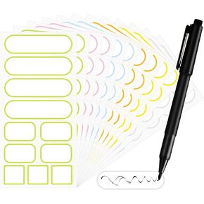 132 Pieces Removable Food Labels Stickers Waterproof Kitchen Labels for POP Food Storage, Home Organization with Marker Pen, 3 Sizes (Silver)