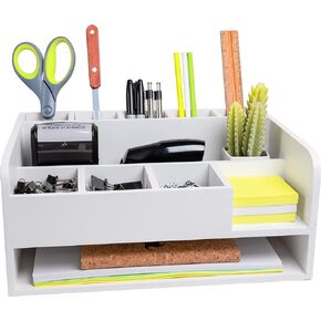 Bamboo Wood Desk Organizer with File Organizer for Office Supplies Storage & Desk Accessories. Perfect Decor combo for Desk Organization, Home Office and more