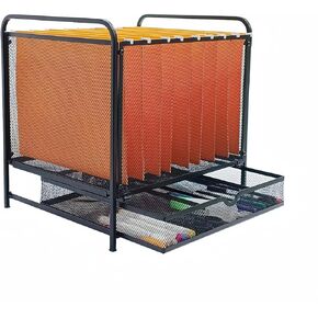 Hanging File Folder Organizer with Drawer,File Holder for Desk,Mesh File Bins for Hanging Files,Letter Size,Black