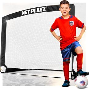 Soccer Net Soccer Goals | Kids Pop-up Football Goals for Backyard Practice & Training, Portable, Black, 4 x 3 Ft