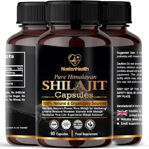 Organic Himalayan Shilajit Capsules - 100% Pure & Natural 90 Vegan Pills - Gold Grade Wellness, Energy & Vitality Supplement for Men & Women - Grade A Authentic Shilajit Rich in Fulvic & Humic Acid