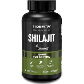 Jacked Factory Essentials Shilajit - Primavie Shilajit للرجال لتعزيز الطاقة ودعم الحيوية والعافية - 60 كبسولة نباتية in Kuwait