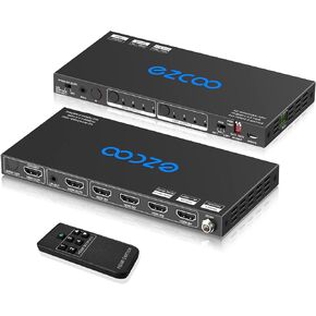 HDMI Matrix ARC 4 In 2 Out 4K HDR EDID 4K7.1/5.1/COPY Switch with SPDIF L/R Audio Extractor - Down-Scale 4K to 1080P,D-o-l-b-y Vision Atmos in Sync,HDMI Switch 4x2 CEC HDCP2.2 4K60 4:4:4 IR Remote Ext