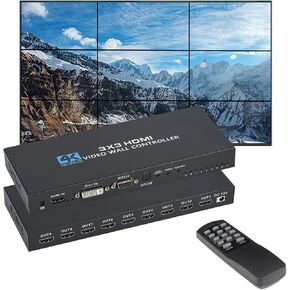 Video Wall Controller, 4K 2X2 TV Wall Processor with HDMI+DVI+RS232 Input, Support 180° Rotate, 4 HDMI Output Support Images Stitching 1x2 1x3 1x4 4x1 etc in Kuwait