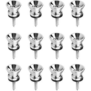 Chrome Guitar Strap Lock Buttons Metal End Pins with Mounting Screws For Acoustic Classical Electric Bass Guitar Ukulele Set of 12Pcs