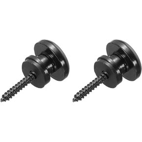 MECCANIXITY Guitar Strap Button Buckle Lock Metal Small End Pins Sets Black with Black Rubber Washer for Guitar Bass, 2 Set