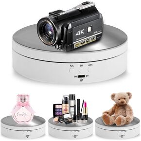 Foleto Rotating Display Stand, 360 Degree Motorized Turntable Display Stand for Photography Products and Shows (White 5.4inch)