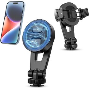 ULANZI Magnetic iPhone Tripod Mount MA47, Magnet Phone Holder Adapter Tripod Clamp Compatible with MagSafe for iPhone 12 13 14 15 Plus Pro Max All Series and More