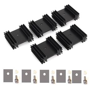 Easycargo To-220 Aluminium Heatsink 25x34x12mm,TO220 Heat Sink for Cooling MOSFET SCR Power Voltage Regulator ICS (25mmx34mmx12mm) (Anodized Black 5-Pack)