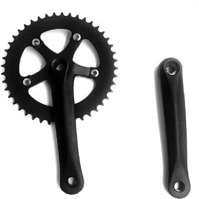 Crankset Single Speed 44T 170mm Crankarms 110 BCD Crankset for Mountain Road Bike Fixed Gear Bicycle(Square Taper, Black) (44T Sprocket)