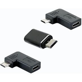 USB-C Type-C Female to Micro USB 2.0 5Pin Male Data Adapter 90 Degree Left & Right Angled Type,3 Pack