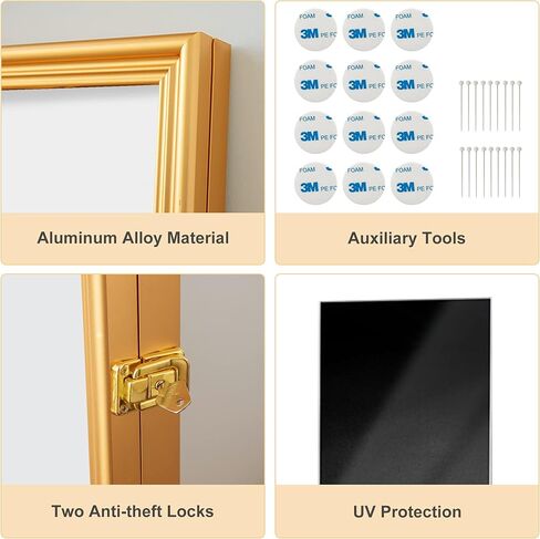 حافظة عرض صندوق الظل من Elevens، إطار صندوق ظلال مقاس 18 بوصة × 22 بوصة مع صناديق ظلال من سبائك الألومنيوم مع قفلين مضادين للسرقة، وحقيبة عرض ميداليات تذكارية، وصندوق ذاكرة لباقة الزفاف، والمجموعات، باللون الأسود in Kuwait