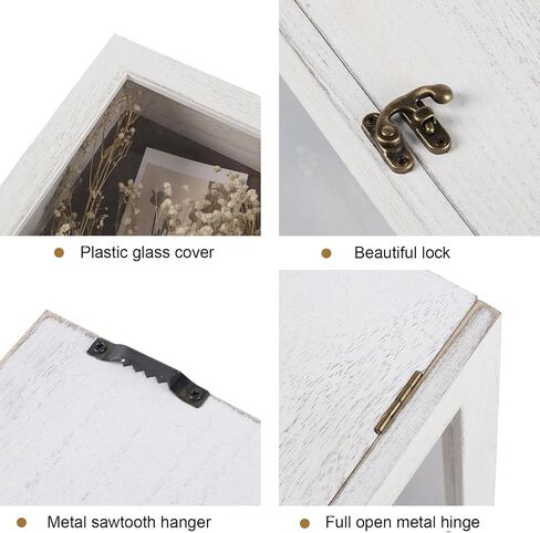 11x17 Extra Deep Shadow Box Frame with Linen Back - Sturdy Rustic Memory Display Case for Flowers, Weddings, Tickets, and 3D Items - Includes Push Pins (Black) in Saudi Arabia