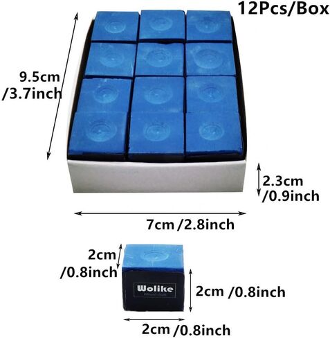 Snooker & Pool Pioneer Cue Chalk, Blue, Box of 12 pcs in Kuwait