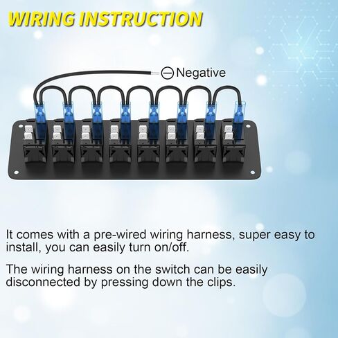 Joinfworld 6 Gang Rocker Switch Panel 12V Marine Boat Switch Panel مقاوم للماء 12 فولت أزرق LED ضوء تبديل لوحة التبديل على الخروج مع الأسلاك المسبقة للقارب السيارات شاحنة RV UTV in Kuwait