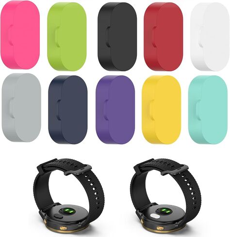 سدادات مضادة للغبار متوافقة مع Garmin Forerunner 265S/265/965، 10 قطع من أغطية حماية منفذ الشاحن السيليكون الملونة المتوافقة مع Garmin Fenix ​​7/7S/7X (سيليكون ملون) in Saudi Arabia