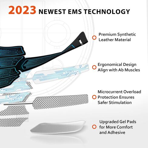 محفز عضلات البطن وتقوية العضلات - محفز عضلات ABS والذراعين، جهاز تدريب اللياقة البدنية المحمول MHD TENS الكل في واحد للرجال والنساء باللون الأسود in Kuwait