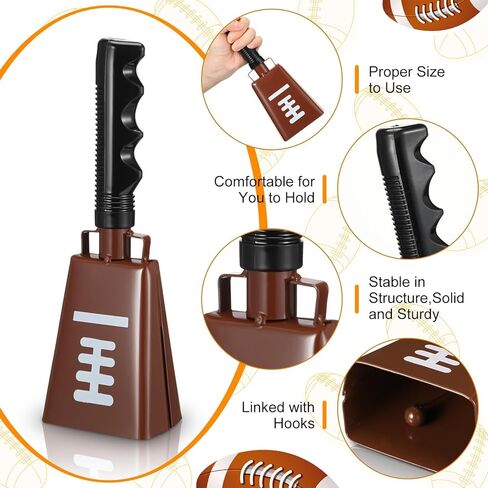 6 Pack Metal Cowbell with Handle 9'' Large Football Cow Bells Loud Cow Bells Noise Maker Brown Novelty Hand Percussion Cowbells for Games Cheering Sporting Events Party Favors Supplies in Saudi Arabia