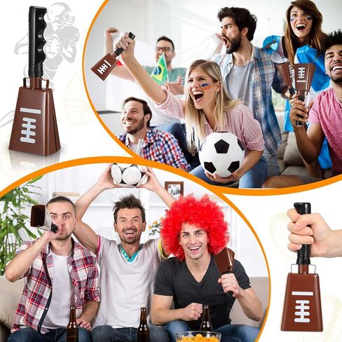 6 Pack Metal Cowbell with Handle 9'' Large Football Cow Bells Loud Cow Bells Noise Maker Brown Novelty Hand Percussion Cowbells for Games Cheering Sporting Events Party Favors Supplies in Saudi Arabia