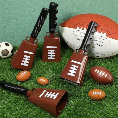 6 Pack Metal Cowbell with Handle 9'' Large Football Cow Bells Loud Cow Bells Noise Maker Brown Novelty Hand Percussion Cowbells for Games Cheering Sporting Events Party Favors Supplies in Saudi Arabia