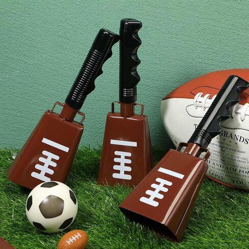 6 Pack Metal Cowbell with Handle 9'' Large Football Cow Bells Loud Cow Bells Noise Maker Brown Novelty Hand Percussion Cowbells for Games Cheering Sporting Events Party Favors Supplies in Saudi Arabia