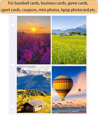 20 Pack Photocard Sleeves A5 3 Ring Binder Inserts Trading Card Sleeve Pages 160 Pockets Double-Sided 4 Slot Pocket Photo Card Holder Binder Sheets Collector for Business Card, Baseball Card in Saudi Arabia