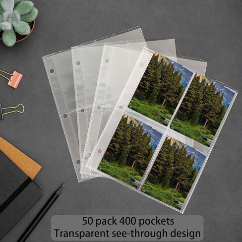 20 Pack Photocard Sleeves A5 3 Ring Binder Inserts Trading Card Sleeve Pages 160 Pockets Double-Sided 4 Slot Pocket Photo Card Holder Binder Sheets Collector for Business Card, Baseball Card in Saudi Arabia