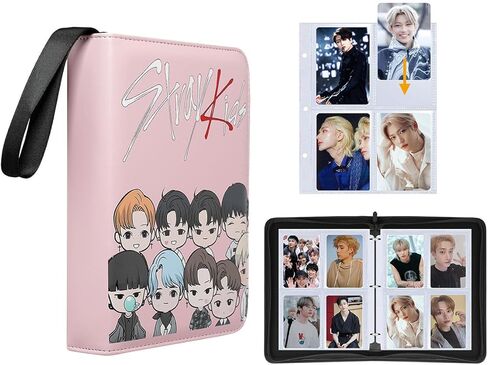 Kpop Photocard Holder Binder Sleeves K-pop Photo Card Album Book for Straykids Photocards Holder 400 Cards 4-Pocket Leatherette Toploading Zip Binder in Kuwait