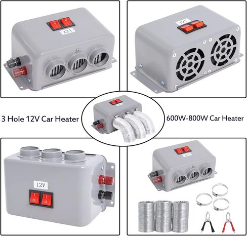 سخان سيارة 3 فتحات 12 فولت، سخان سيارة 12 فولت 600 وات ‑ 800 وات، سخان سيارة مدمج، تدفئة تلقائية، مزيل صقيع السيارة لفصل الشتاء، تسخين سريع منخفض الضوضاء in Kuwait