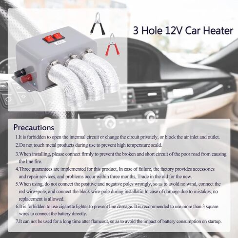 سخان سيارة 3 فتحات 12 فولت، سخان سيارة 12 فولت 600 وات ‑ 800 وات، سخان سيارة مدمج، تدفئة تلقائية، مزيل صقيع السيارة لفصل الشتاء، تسخين سريع منخفض الضوضاء in Kuwait