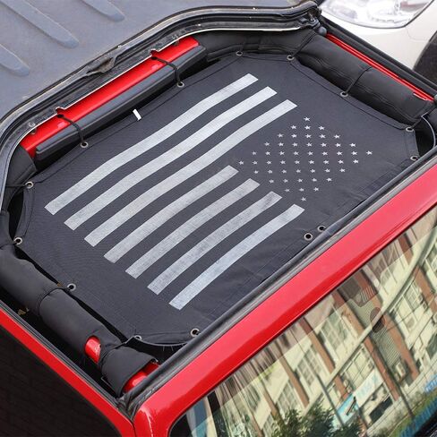 Savadicar Mesh Shade Top Sunshade Cover for 2007-2018 Jeep Wrangler JK JKU 2 and 4 Door, Provide UV Protection, Durable Polyester, Black in Saudi Arabia